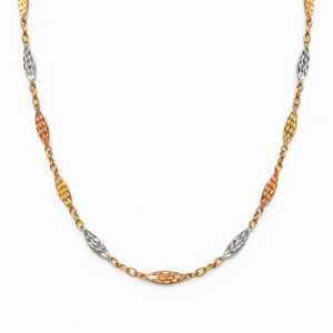 Zlatý náhrdelník v kombinaci tří barev